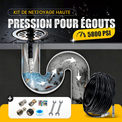 💦50% DE RÉDUCTION ! 🚿 Kit de Nettoyage Haute Pression 5800 PSI pour Égouts - Buse Rotative et Flexible Renforcé pour Déboucher les Canalisations 🛠️✨