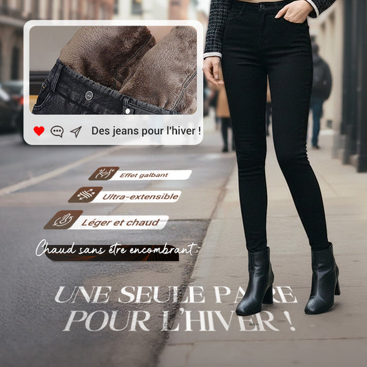 💕Jean skinny stretch chaud taille haute pour femme