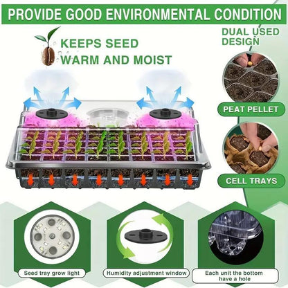 🔥50 % de réduction jusqu'à épuisement des stocks !🎉Plateaux de semis avec lampe de croissancele stocks last!🎉Seed starter trays with grow light