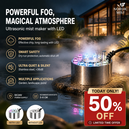 💨 50 % DE RÉDUCTION MAINTENANT ! ⚡ Brumisateur ultrasonique à 12 LED – Crée une brume fraîche et une lumière colorée – Idéal pour les humidificateurs, les fontaines ou la décoration d'Halloween – Fonctionne silencieusement dans l'eau 💧✨