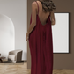 Robe longue décontractée à bretelles spaghetti et dos nu pour femme