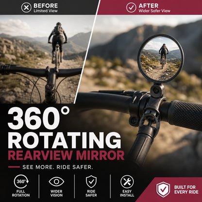 ⏳Offre spéciale à durée limitée⏰Rétroviseur pivotant à 360° – Vue dégagée vers l'arrière, fini les torticolis. Compatible vélos, vélos électriques et motos. Fixation par sangle en silicone sans outil ! 🛡️✨