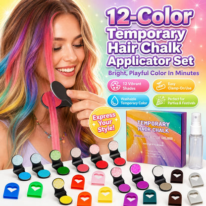 🔥Dernier jour : 50 % de réduction !🌈 Kit d’applicateurs de craies capillaires temporaires 12 couleurs
