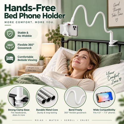 📱 50 % DE RÉDUCTION MAINTENANT ! Support de téléphone flexible pour lit et canapé – Maintien et confort 2 en 1, bras articulé réglable pour regarder vidéos, appels et films sans tenir le téléphone