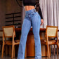 👖 50 % DE RÉDUCTION ! 💃 Jean évasé stretch à taille haute – Silhouette élancée, confort optimal et style intemporel ✨