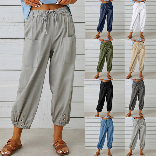 💞Pantalon large à jambes droites pour femme – Coton et lin respirants, coupe flatteuse et poches pratiques 👖