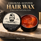 Cologne-scented hair styling wax in a black tin, 150 g