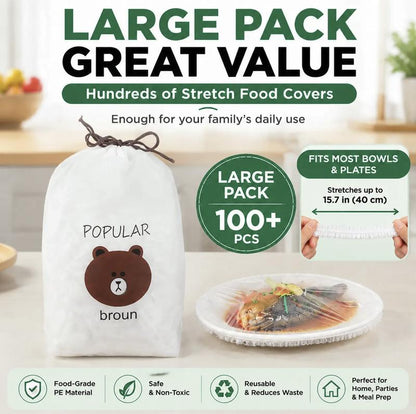 🍱 -50% ! 🧊 100 Pcs Couvercles Extensibles Jetables pour Bols & Assiettes – Élastiques, Alimentaires & Polyvalents – Alternative Parfaite au Film Plastique ✨
