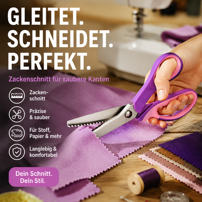 ✂️🧵 Ciseaux multifonctions en zigzag – Lames dentelées anti-effilochage, ressort confortable, coupez tissu, papier et cuir avec une finition propre, le couteau suisse des loisirs créatifs 🌸🎨