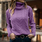 Pull col roulé tricoté à manches longues pour femme