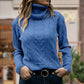 Pull col roulé tricoté à manches longues pour femme