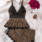 📢🌸👚Offre spéciale d'une durée limitée 62% de réduction💕 Ensemble de vêtements de nuit caraco et short à col en V avec bordure en dentelle