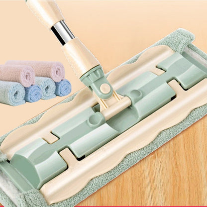 🏆Serpillière avec manche en acier inoxydable, accompagnée de chiffons lavables et réutilisables