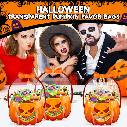 👻Meilleures ventes d'Halloween - 60 % de réduction🎃Sacs cadeaux citrouille transparents pour Halloween✨Parfaits pour les fêtes, la chasse aux bonbons et les cadeaux scolaires
