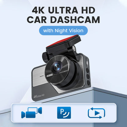 📹 Caméra Embarquée 4K Double Objectif - Vision Nocturne, Surveillance Stationnement 24/7 - Connexion WiFi, Enregistrement Haute Définition