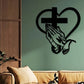 Décoration murale chrétienne élégante en forme de cœur et de croix