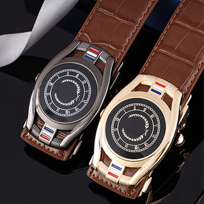 Ceinture d'affaires en cuir PU pour hommes avec boucle automatique