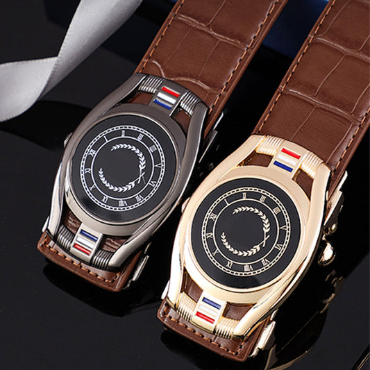 Ceinture d'affaires en cuir PU pour hommes avec boucle automatique
