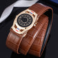 Ceinture d'affaires en cuir PU pour hommes avec boucle automatique