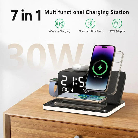 ⚡ OFFRE SPÉCIALE : -60% ! Station de Recharge 7-en-1 – Charge Sans Fil, Synchronisation Bluetooth & 30W Rapide 🔋