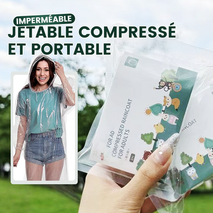 Imperméable jetable compressé et portable