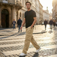 Pantalon cargo droit multi-poches pour homme