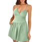 Combinaison-short à bretelles spaghetti et col en V pour femme
