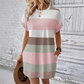 Robe rayée décontractée pour femme avec poches
