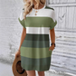 Robe rayée décontractée pour femme avec poches