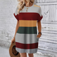 Robe rayée décontractée pour femme avec poches