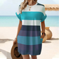 Robe rayée décontractée pour femme avec poches