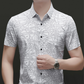 Chemise à col et manches courtes pour homme, au motif géométrique abstrait chic