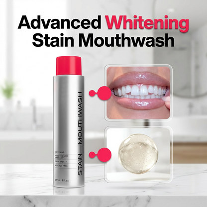 🥳Produit phare de 2026🥳💞 Plus de 50 000 unités vendues ! 😁✨ 50 % de réduction ! Bain de bouche détachant et blanchissant – Élimine les taches de café et de thé, sans alcool. Goût menthe fraîche longue durée.