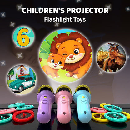 🔦✨ PROMO LIMITÉE 50% ! Projecteur-Torche Jouet pour Enfants 2 en 1 – 3 ou 6 Disques, Lumière Douce, 3 Couleurs, Parfait pour Histoires, Découverte & Imagination 🧒