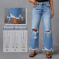 ✨👖55 % de réduction 🔥Jean évasé déchiré à taille haute pour femme