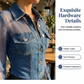 👕Top en denim patchwork à maille pour femme – Haut chic et élégant à taille cintrée✨