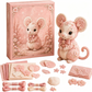 🎀50 % DE RÉDUCTION🎁Kit de patchwork en feutrine à faire soi-même Forêt enchantée rose
