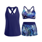 🌸 -50% ! 🦋 Ensemble Tankini Élégant 3 Pièces – Coupe Flatteuse, Imprimé Tropical Tendance & Dos Croisé – Idéal pour la Plage et la Piscine ✨