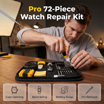 ⌚🔧 Kit complet de réparation de montres – 72 pièces, tous les outils nécessaires pour ouvrir, ajuster et réparer chez soi 💎✨