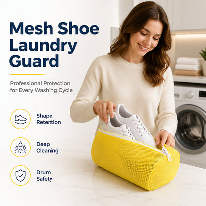 Sac de lavage en filet pour chaussures, compatible avec les machines à laver.