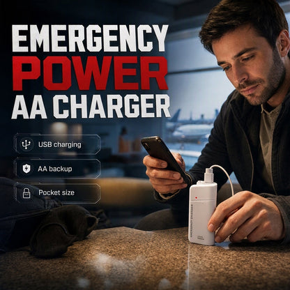 🥳 50% OFF – Chargeur AA portable + lampe LED – 6,99 £ – Ne soyez plus jamais à court de batterie