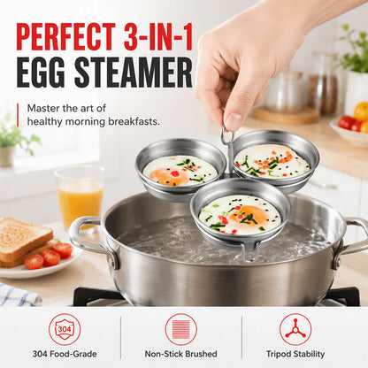 🎁2026 New Arrivals 50% OFF💥3-in-1 Stainless Steel Egg Poacher – Poach, Steam, Bake – 304 Steel, Non-Stick Release, One Pan, Endless Breakfasts ✨