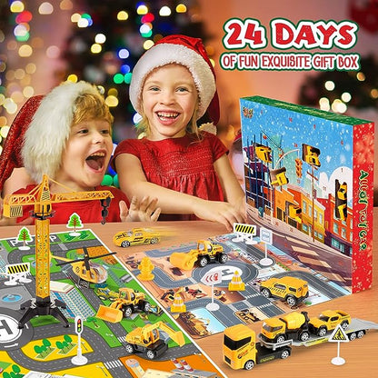 🚗 60% DE RÉDUCTION ! 🎁 CALENDRIER DE L'AVENT GARÇON - 24 Jours de Chantier Miniature, Véhicules Alliés avec Outils Réalistes 👷🔧