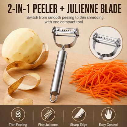 Éplucheur et trancheuse à julienne 2 en 1 en acier inoxydable