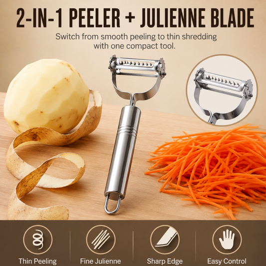 Éplucheur et trancheuse à julienne 2 en 1 en acier inoxydable
