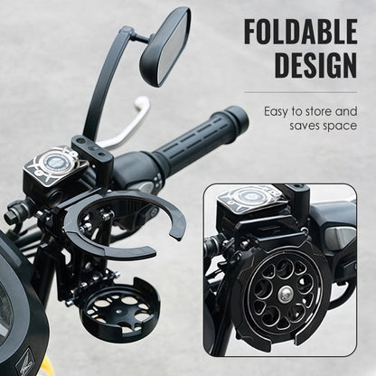 🏍️ 50 % DE RÉDUCTION MAINTENANT ! Porte-gobelet pour moto en aluminium robuste – Fixation et maintien 2 en 1, s'adapte au guidon, compatible avec bouteilles, gobelets et mugs isothermes