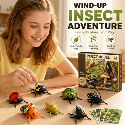 Ensemble de jeu de simulation d'insecte ailé à remontoir avec cartes éducatives