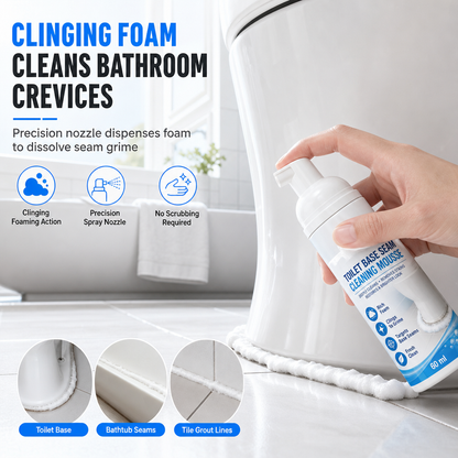 🚽 50 % DE RÉDUCTION MAINTENANT ! Mousse nettoyante pour joints de toilettes en formule adhérente – Nettoyage et désinfection 2 en 1, pénètre les interstices et déloge la saleté incrustée sans frotter