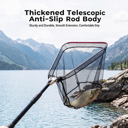 Épuisette de pêche télescopique triangulaire pliable en alliage d'aluminium, flottante et renforcée, pour la pêche aux leurres